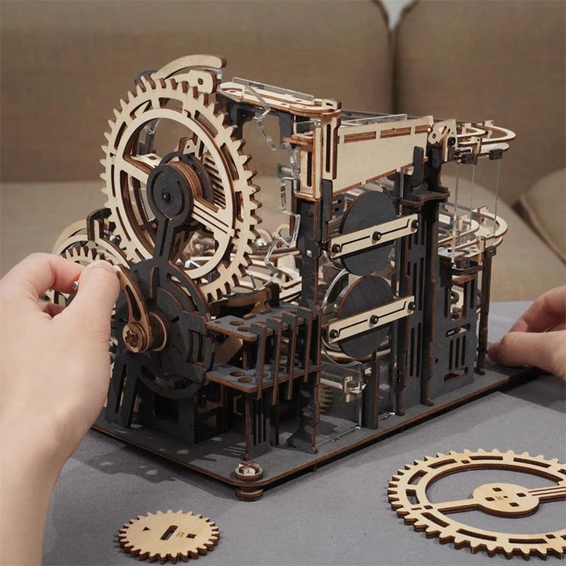 Robotime  Marble Run Set 5 Kinds 3D Wooden Puzzle DIY Model Building Block Kits Assembly Toy Gift for Teens/Adult/Family Time