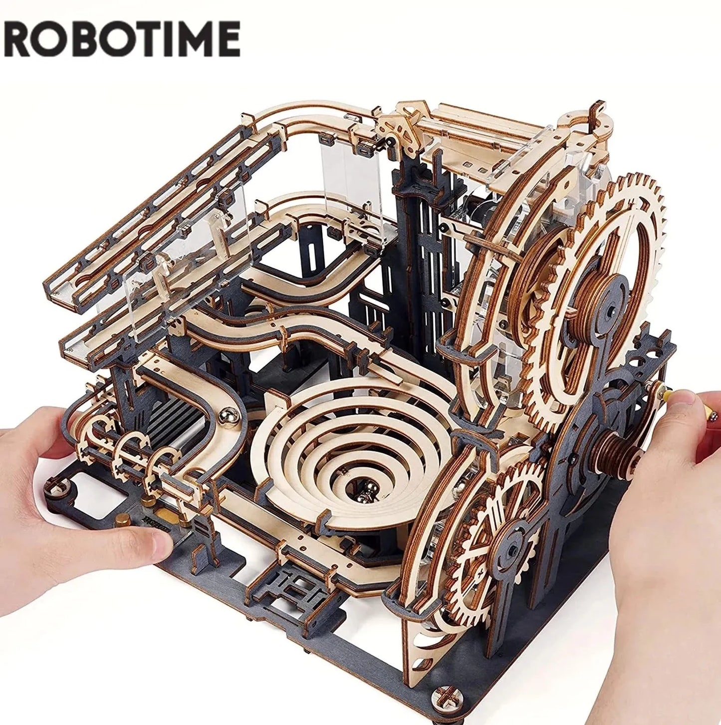 Robotime  Marble Run Set 5 Kinds 3D Wooden Puzzle DIY Model Building Block Kits Assembly Toy Gift for Teens/Adult/Family Time