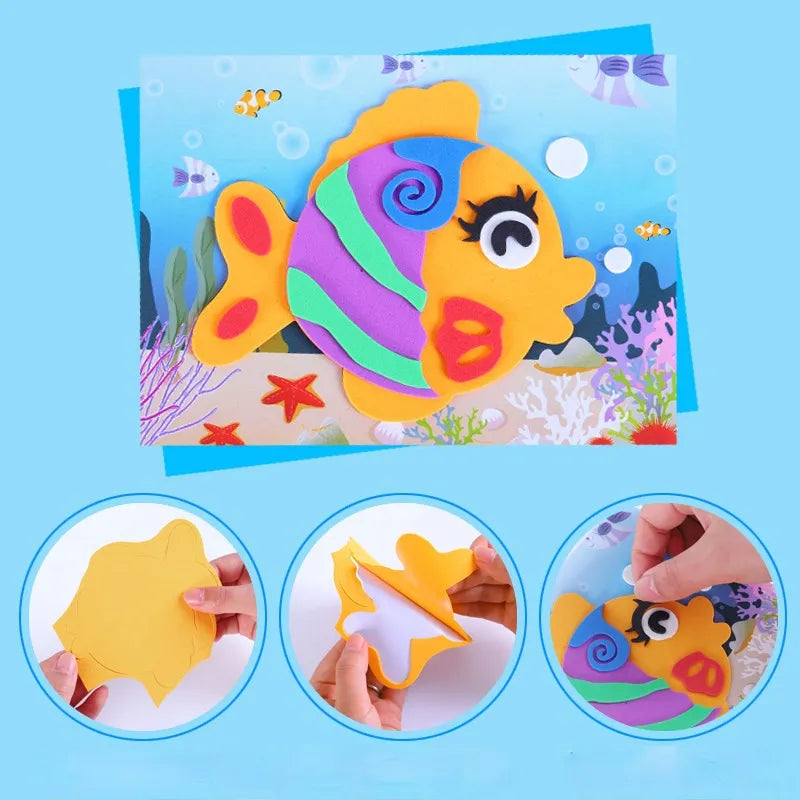 DIY Creative Cartoon Animal 3D EVA Foam Sticker Puzzle 20 Styles Handmade Early Learning Educational Toys For Children Kids Gift