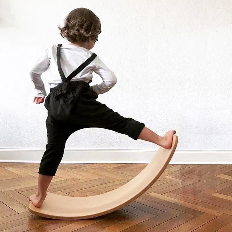 Curved Wooden Balance Board for Children Seesaw Yoga Fitness Equipment Indoor Toys Outdoor Sports Adults Training Baby Kids 2023