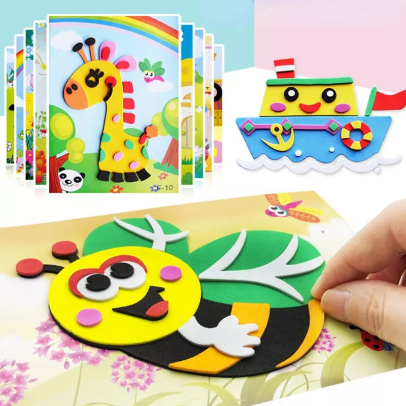 DIY Creative Cartoon Animal 3D EVA Foam Sticker Puzzle 20 Styles Handmade Early Learning Educational Toys For Children Kids Gift